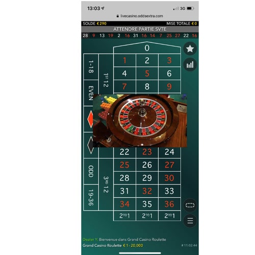 Roulette en live sur mobile