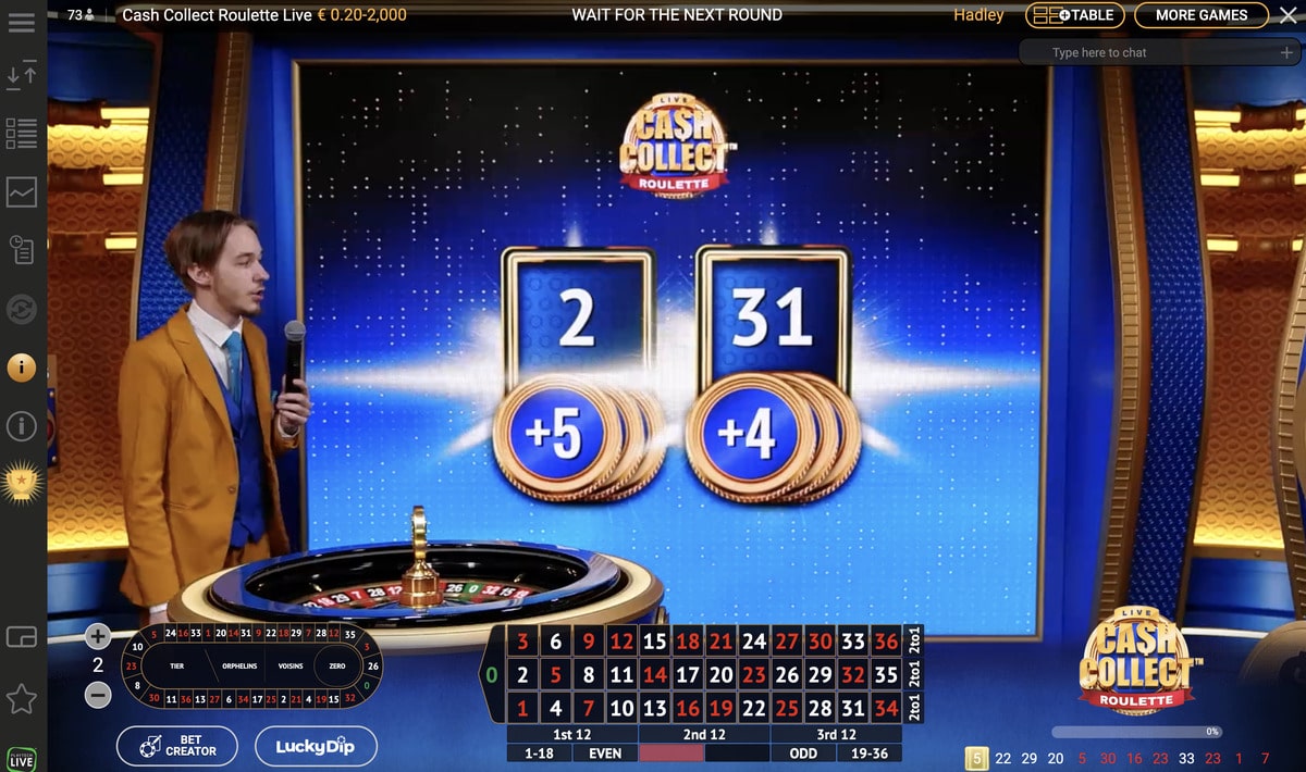 Multiplicateurs de Gains sur Cash Collect Roulette