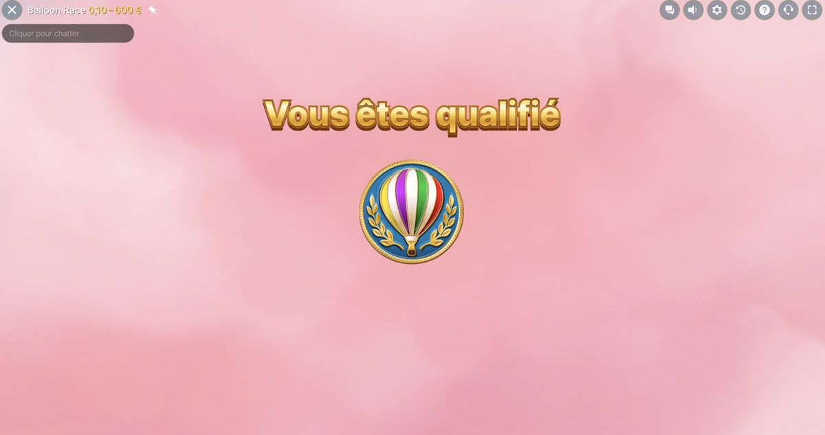 Qualification sur le jeu en live Ballon Race