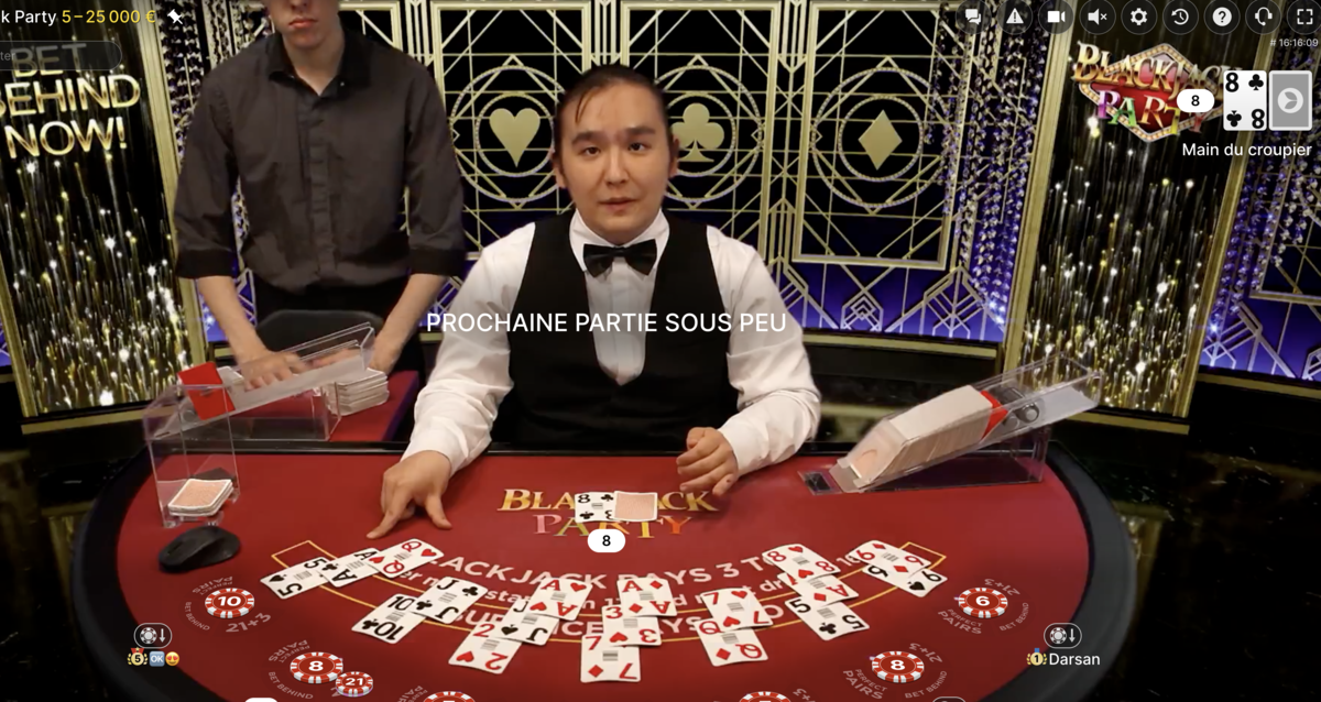 Croupier en Direct sur Blackjack Party