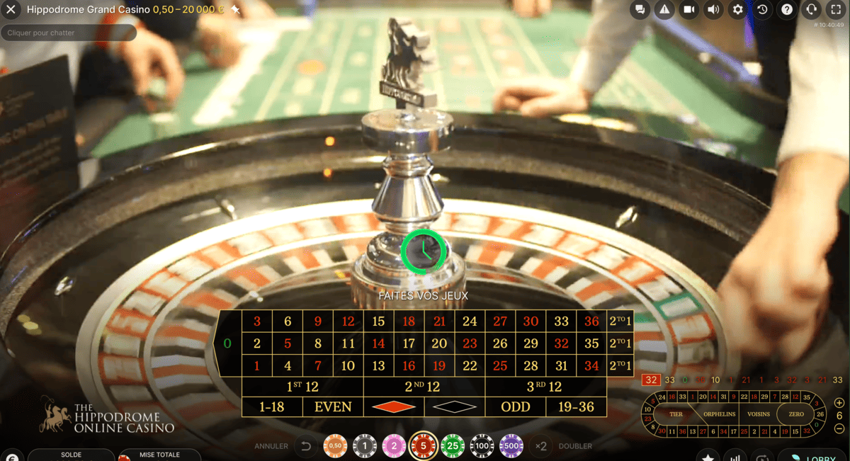 Bille lancee sur la roulette Hippodrome Casino