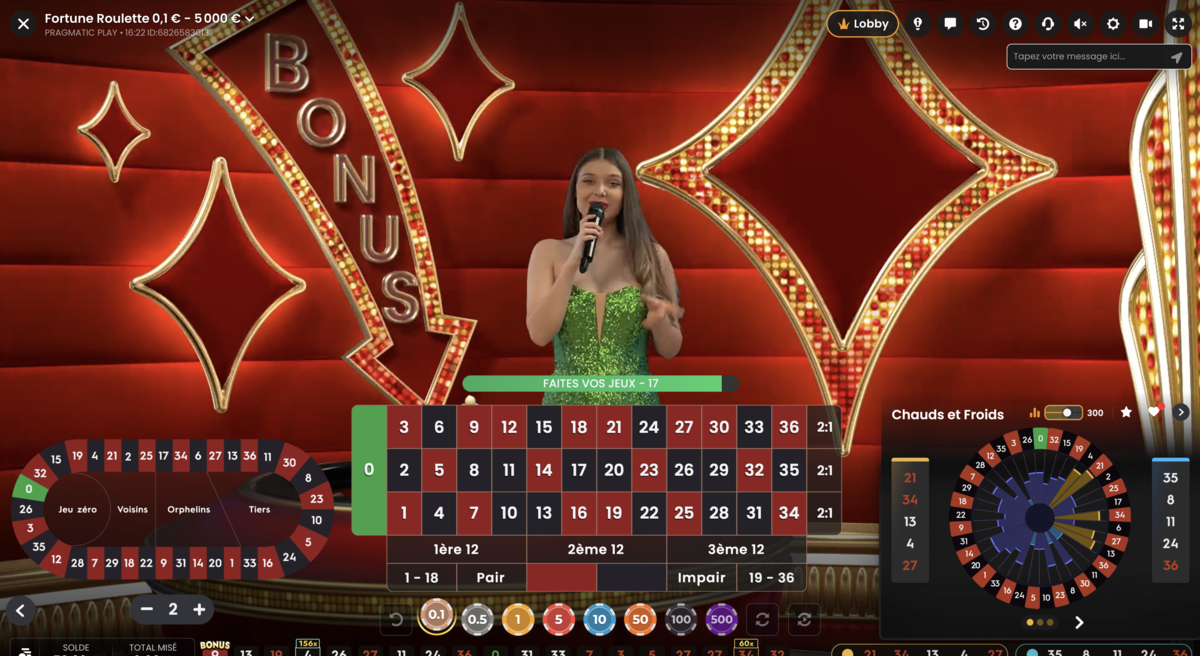 Croupier en direct sur Fortune Roulette