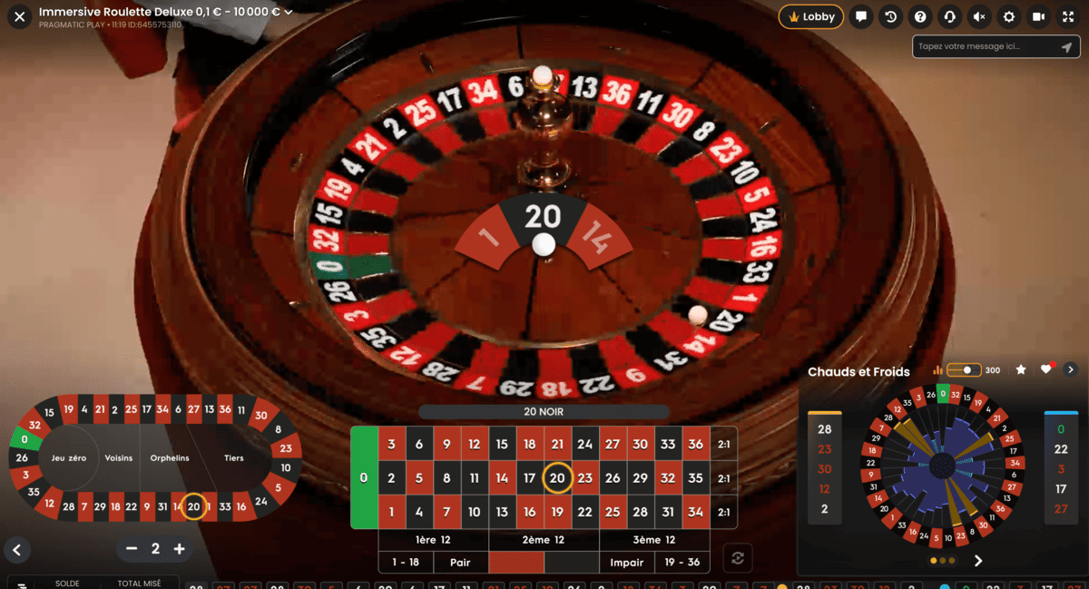 Gains sur Immersive Roulette Deluxe