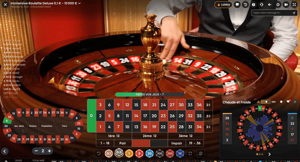 Roue de l'Immersive Roulette Deluxe