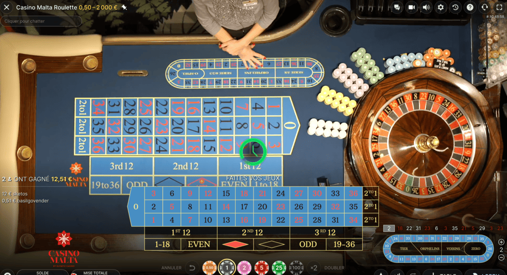 Table de la Roulette Casino Malte